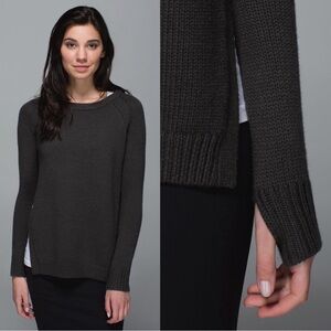 Lululemon • Yin To You Sweater in Heathered Dark Wren grey merino wool pullover